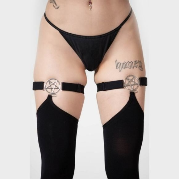 🆕️🆑️ LAST PAIR | Killstar Fiendish Stockings | Black Silver Hardware - Picture 5 of 8
